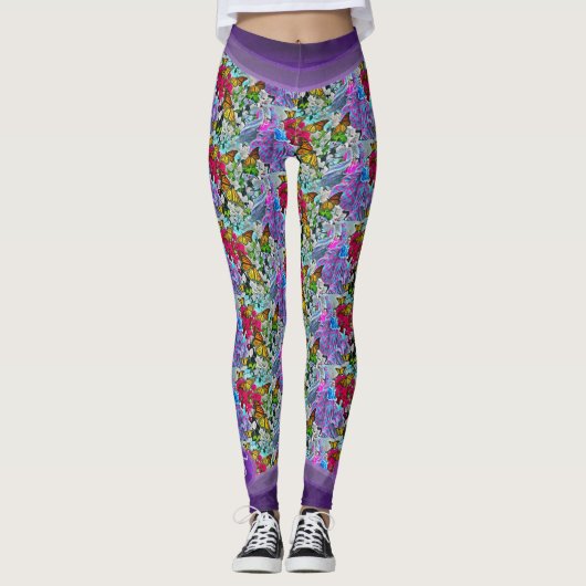 Gemustertes Tanzen mit Blume & Butterflies PV01 Leggings (Vorderseite)