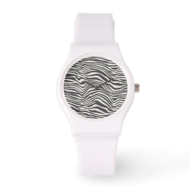 GEMUSTERTES TIERARZNEIMITTEL ZEBRA DESIGN WHITE WA ARMBANDUHR (Vorderseite)