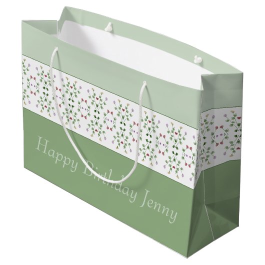 Gemustertes Trimmsystem für Floral Große Geschenktüte (Rückseite Schrägansicht)