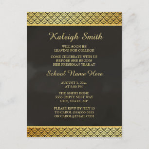 Gemustertes Trunk-Party aus Schwarz und Gold Einladungspostkarte