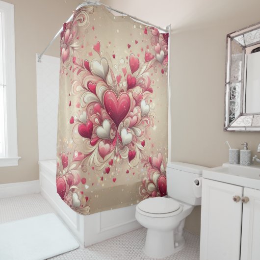 gemustertes Valentinherz Duschvorhang (Beispiel)