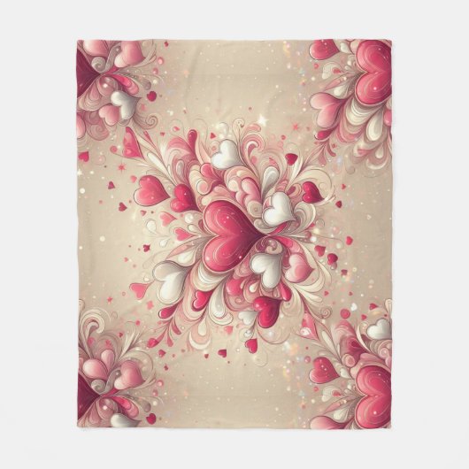 gemustertes Valentinherz Fleecedecke (Vorderseite)