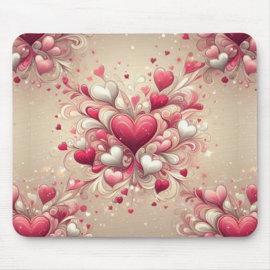 gemustertes Valentinherz Mousepad (Vorne)