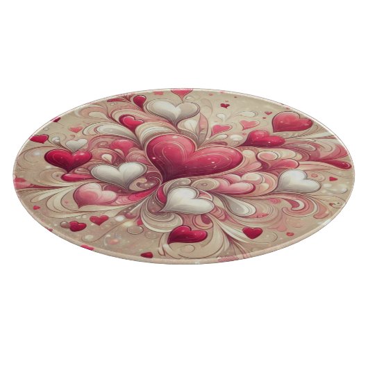 gemustertes Valentinherz Schneidebrett (Ecke)