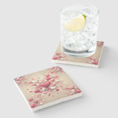 gemustertes Valentinherz Steinuntersetzer (Seitenansicht)