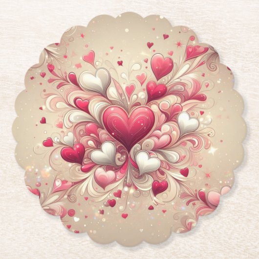 gemustertes Valentinherz Untersetzer (Vorderseite)