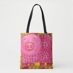 Gemustertes Watercolor-Schwein Tasche