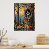 Gemütlich aber wild: Raccoon ist Nah aufgeregt Poster (Küche)