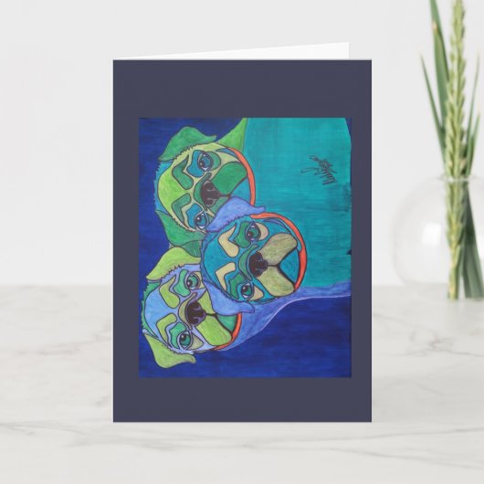 Gemütlich als 3 Möpse Feiertagskarte (Vorderseite)