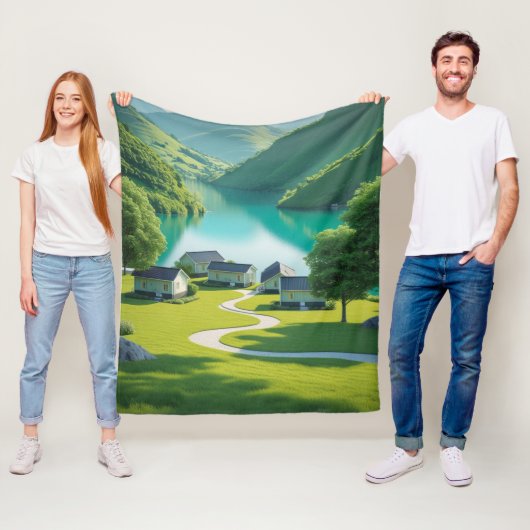 "Gemütlich bis in die Berge - Landschaftliche Natu Fleecedecke (Beispiel)