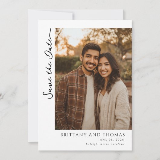 Gemütlich Erdig Modern Foto Save The Date (Vorderseite)