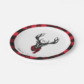 Gemütlich & gemütlich | Rotes Buffalo-Monogramm Ka Pappteller (Schrägansicht)