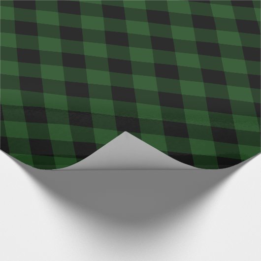 Gemütlich Kariert | Green und Black Buffalo Karier Geschenkpapier (Ecke)