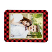 Gemütlich Kariert | Kariertes Foto Rot und Schwarz Magnet (Horizontal)