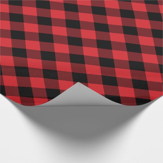 Gemütlich Kariert | Rot und Schwarz Buffalo Karier Geschenkpapier (Ecke)