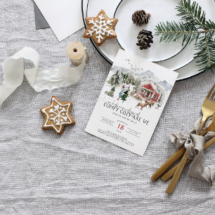 Gemütlich Kuschelig Rustikaler Waldweihnachten Einladung