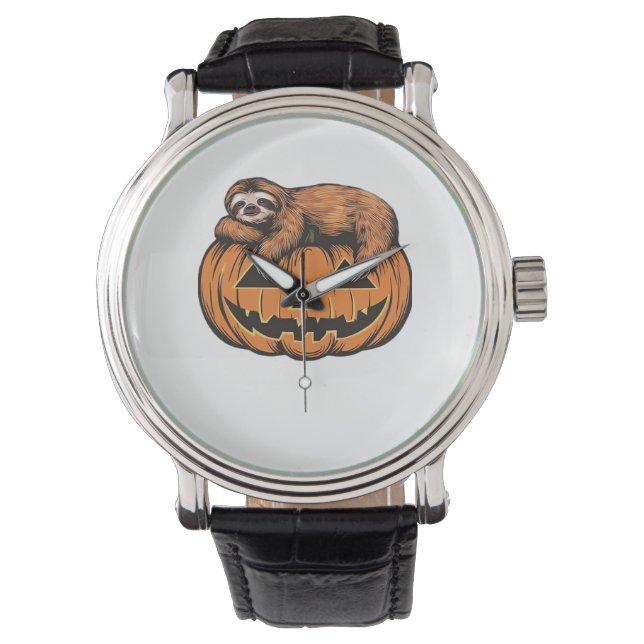 Gemütlich mit unserem Halloween-Sloth-T - Shirt -  Armbanduhr (Vorderseite)