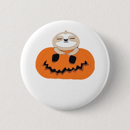 Gemütlich mit unserem Halloween-Sloth-T - Shirt - Button (Vorderseite)