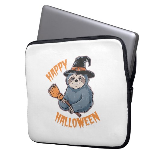 Gemütlich mit unserem Halloween-Sloth-T - Shirt -  Laptopschutzhülle (Vorderseite Links)