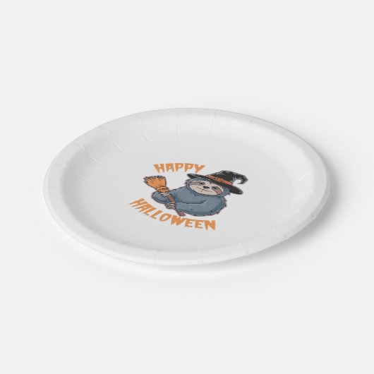 Gemütlich mit unserem Halloween-Sloth-T - Shirt �  Pappteller (Schrägansicht)