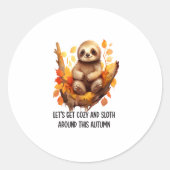 Gemütlich und gemütlich in diesem Herbst. Runder Aufkleber (Vorderseite)