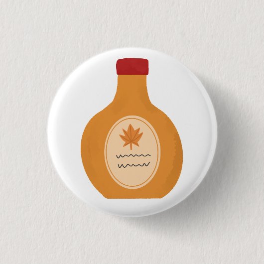 Gemütliche Ahornsirup-Flasche Herbst-Frühstück-Ges Button (Vorderseite)