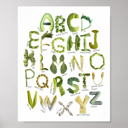 Gemütliche Alphabete - Essen Sie Ihre Grüntöne Kin Poster (Vorne)