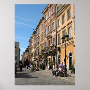 Gemütliche alte Stadt in Warschau Poster