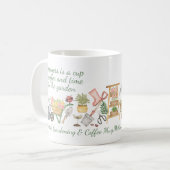 Gemütliche Aquarell-Gartengeräte Rose Botanisch Kaffeetasse (Vorderseite Links)