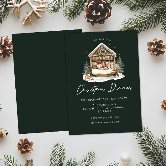 Gemütliche Aquarellwoche Feierabend Weihnachten Einladung