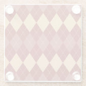 Gemütliche Argyle-Ästhetik mit gepunkteten Linien Glasuntersetzer (Rückseite)