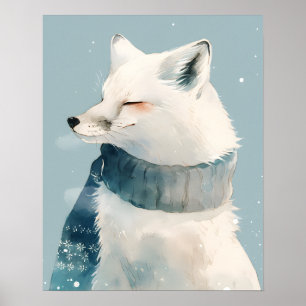 Gemütliche Arktische-Fuchs-Kinderzimmer-Wandkunst Poster