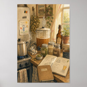 Gemütliche belgische Homebrew-Küchenkunstposter Poster