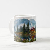 Gemütliche Berghütte See Natur Kunst Kaffeetasse (Vorderseite Links)