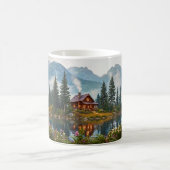 Gemütliche Berghütte See Natur Kunst Kaffeetasse (Mittel)