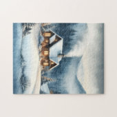 Gemütliche Berghütte Winterlandschaft Puzzle (Horizontal)