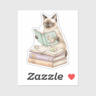 Gemütliche Bibliothekar Katzen Lesen Ostern Buch B Aufkleber