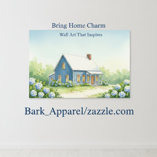 Gemütliche blaue Farmhaus-Aquarellkunst Poster