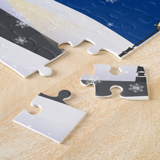 Gemütliche blaue Weihnachtsnacht im Snowy Village Puzzle (Seite)