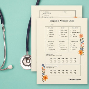 Gemütliche Blumen Lebensmittel Liste Schwangerscha Flyer