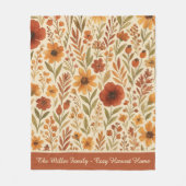 gemütliche Blumenernte Zuhause & Familienname Fleecedecke (Vorderseite)