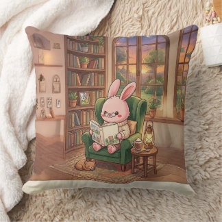 Gemütliche Bobo der Hase liest Buch Wurfkissen - C Kissen