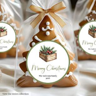 Gemütliche Boho-Klassiker-Weihnachtsgeschenk-Verpa Runder Aufkleber
