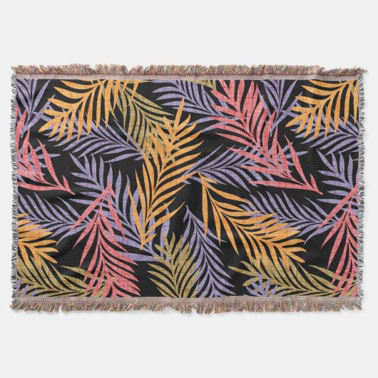 Gemütliche Boho-Tropen-Dekor-Decke. Boho Palmwedel Decke (Vorderseite)