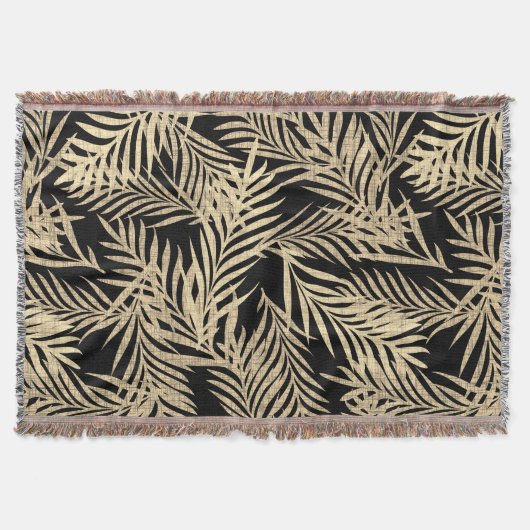 Gemütliche Boho-Tropen-Dekor-Decke. Boho Palmwedel Decke (Vorderseite)