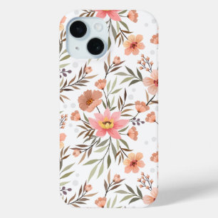 Gemütliche botanische Pfirsich-Blumen-Polka-Punkte Case-Mate iPhone Hülle