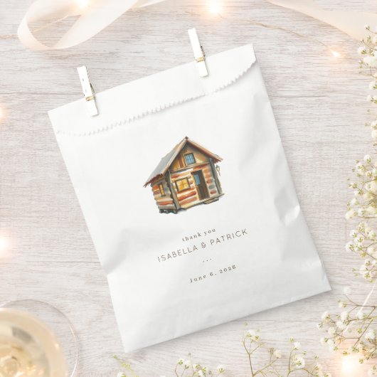 Gemütliche braune Aquarell-Blockhütte Geschenktütchen (Ausgeschnitten)