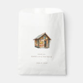 Gemütliche braune Aquarell-Blockhütte Geschenktütchen (Vorderseite)