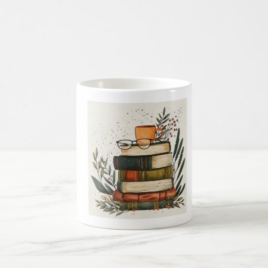 Gemütliche Bücher Kaffee Brille Ästhetik Tasse (Mittel)