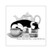 Gemütliche Bücher Katze Smoking Tee Süße Grüne Tee Gummistempel (Prägung)